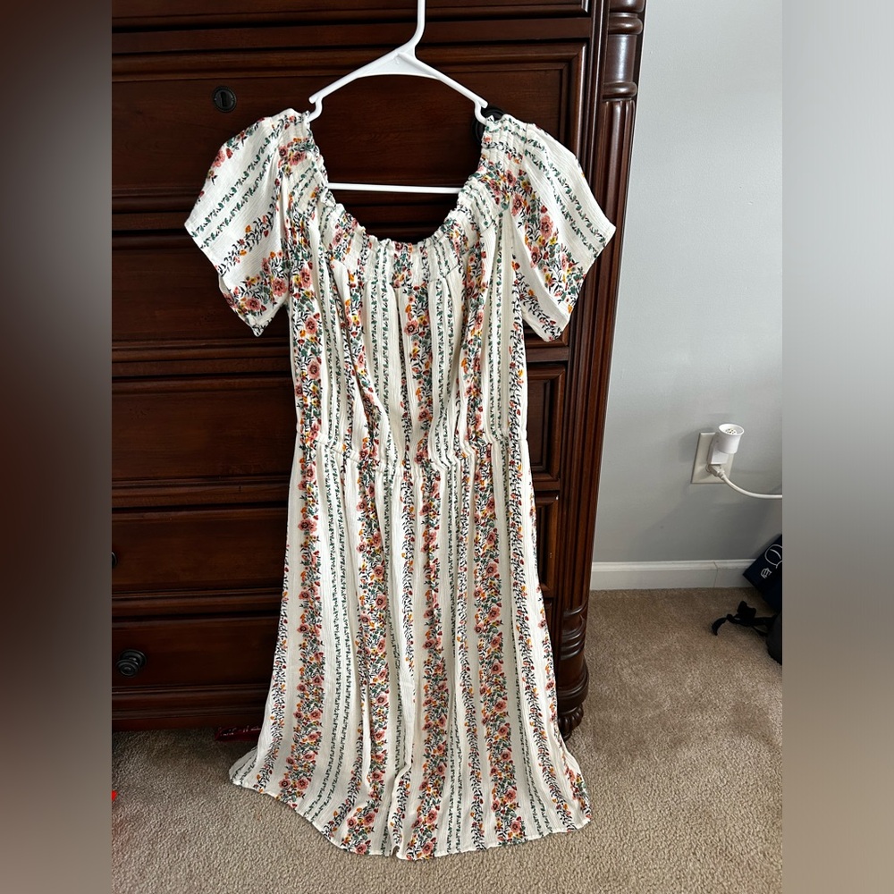 Old Navy Cream Floral Midi Dress